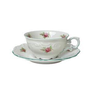 Schumann Bavaria Germany US Zone Pink Roses Floral Demitasse Cup Saucer Vintage